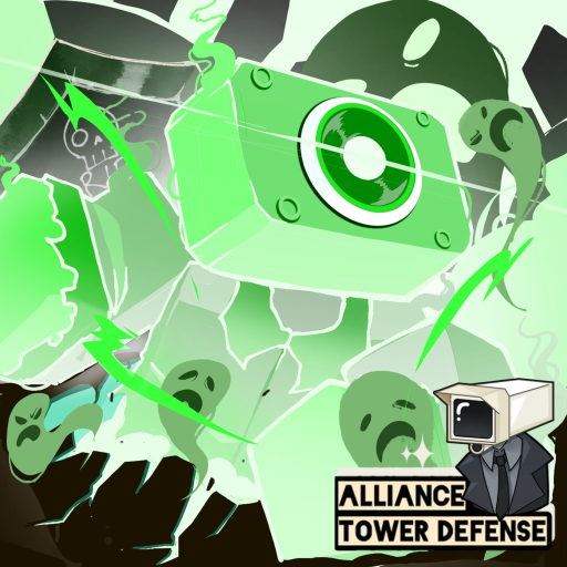 Alliance Tower Defense game icon with green-lit speaker and camera-headed units and the game logo.